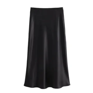Elegant Satin Skirt - Black