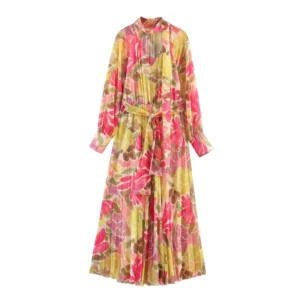 Floral Print Bow Belt Dress