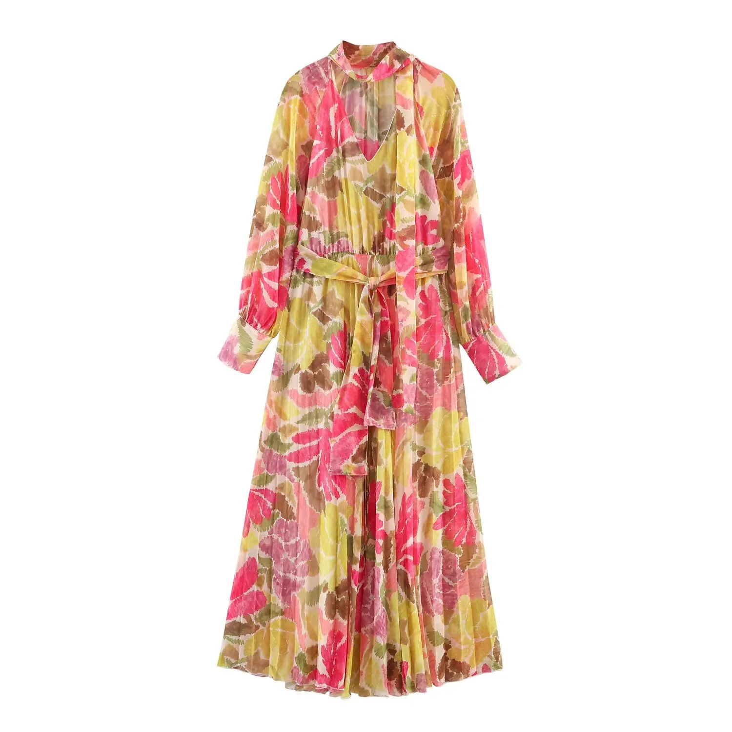Floral Print Bow Belt Dress