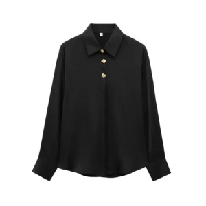 Elegant Satin Blouse - Black