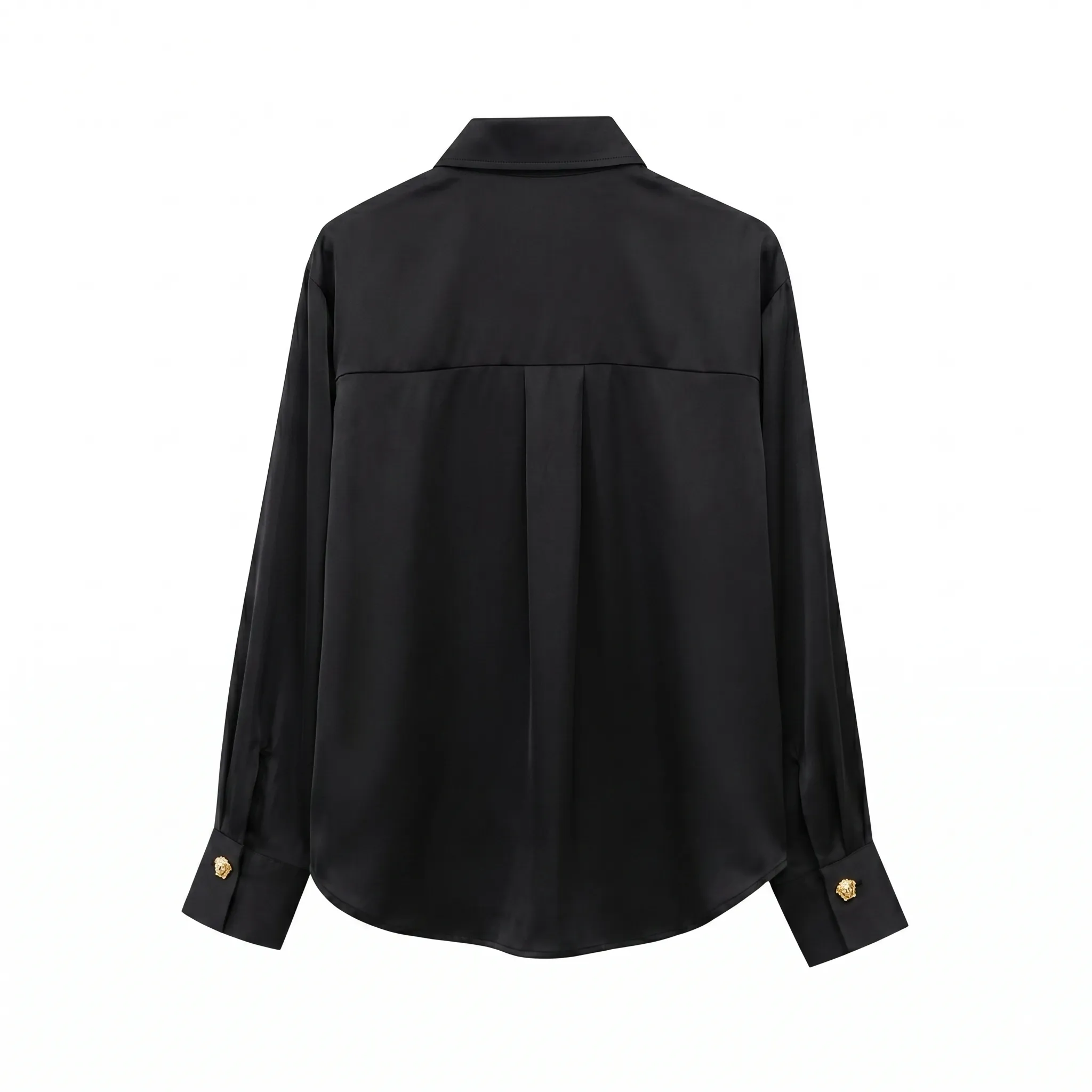 Elegant Satin Blouse - Black - Image 2