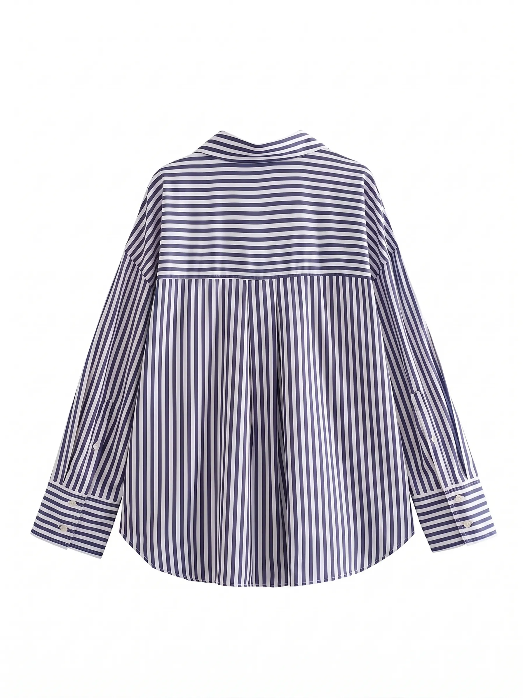Striped Poplin Shirt - Navy Blue - Image 2