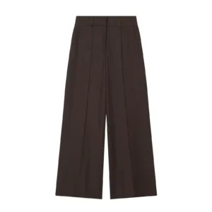 Pleated Wide Leg Trousers - Dark Brown