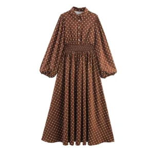 Polka Dot Lantern Sleeve Dress