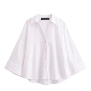 Wide-Sleeve Cotton Shirt - White