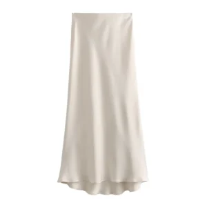 Elegant Satin Skirt - White