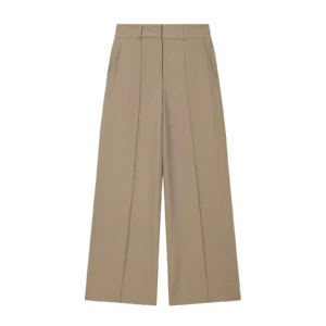 Pleated Wide Leg Trousers - Khaki