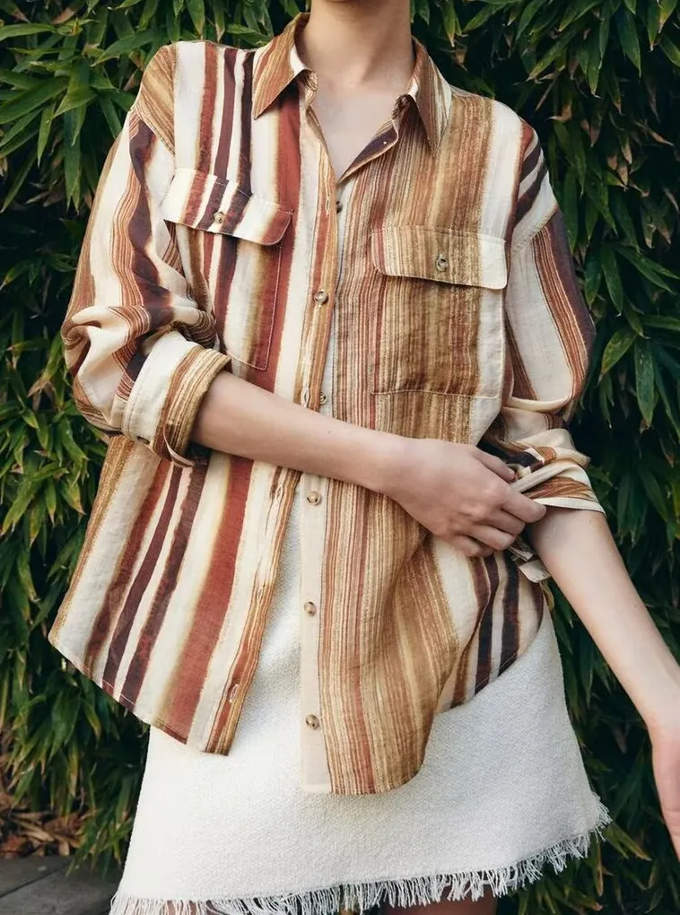 Striped Loose Blouse - Image 2