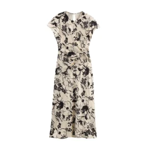 Printed Silk Midi Dress