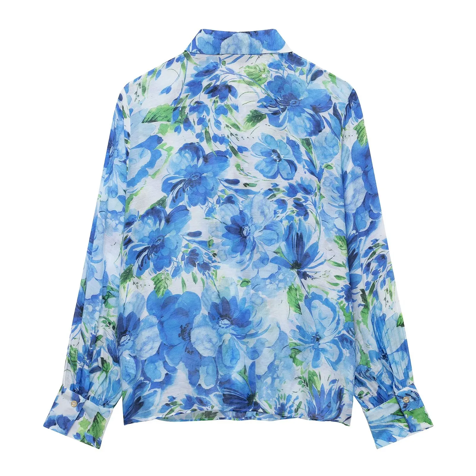 Floral Printed Blouse - Blue - Image 2
