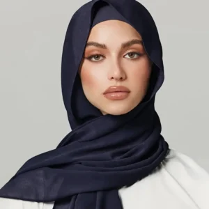 Chiffon Matching Hijab Set - Charcoal Blue