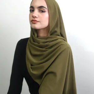 Chiffon Matching Hijab Set - Olive Green