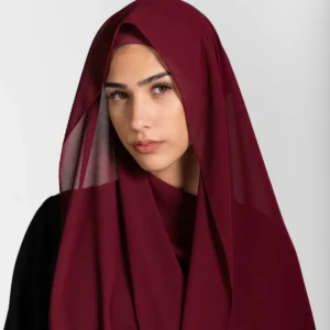 Chiffon Matching Hijab Set - Wine Red