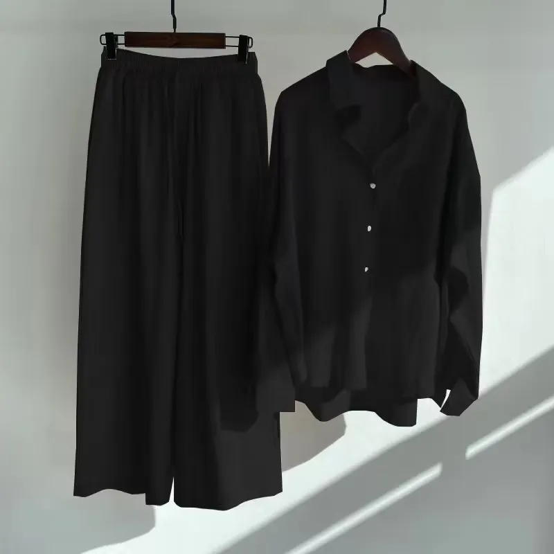Casual Cotton Set - Black - Image 2