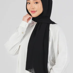 Chiffon Matching Hijab Set - Black