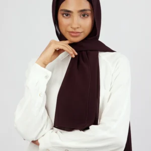 Chiffon Matching Hijab Set - Deep Brown
