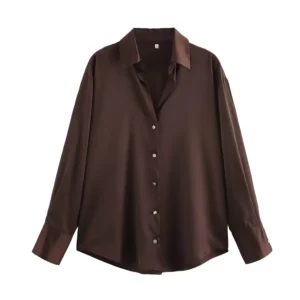 Satin Blouse - Chocolate